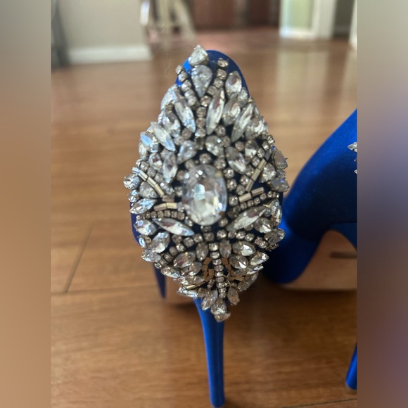 8.5 Badgley Mischeka Designer Blue Sparkle Heels - Picture 3 of 6